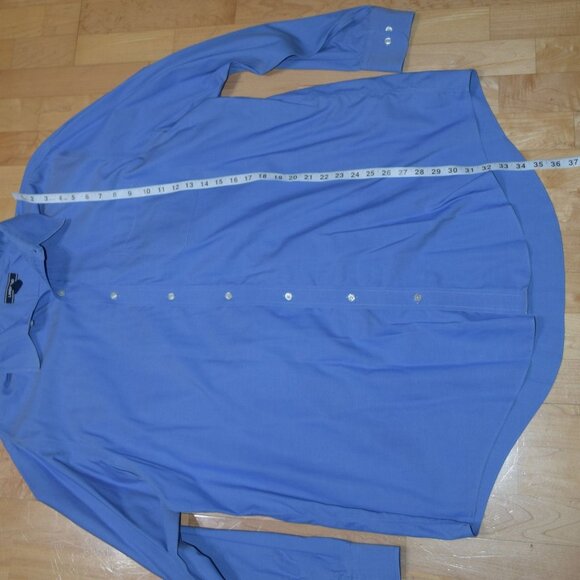 LANDS' END Men's 18.5 - 37T Traditional Fit No Iron Supima Pinpoint Dress Shirt - Picture 5 of 6